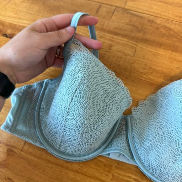 Thirdlove Luxe Lace Demi Cup Underwire Bra Light Blue Size 38B - Picture 2 of 4